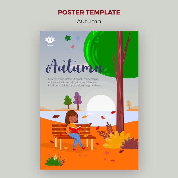 Free PSD autumn concept poster template