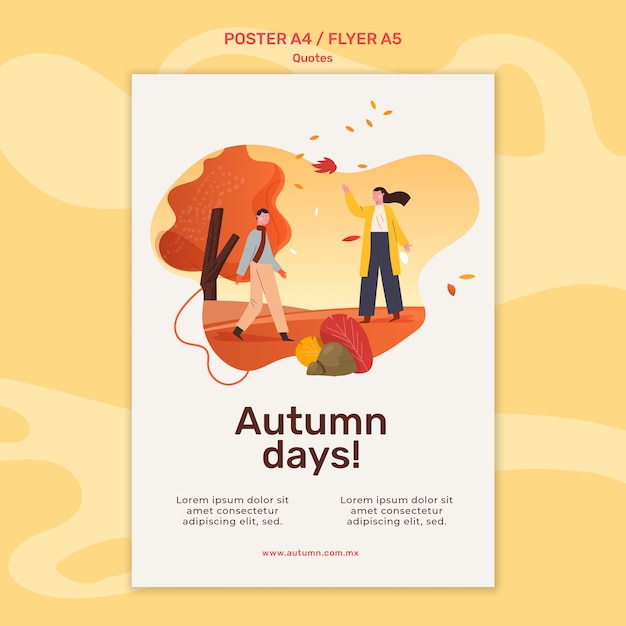 Бесплатный PSD Осенний концептуальный плакат шаблон
