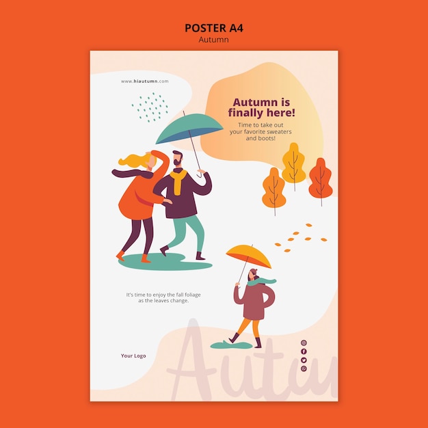 Free PSD autumn concept poster template