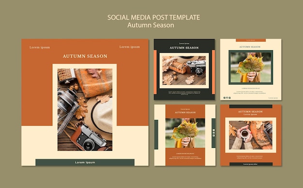 Free PSD autumn concept social media post template