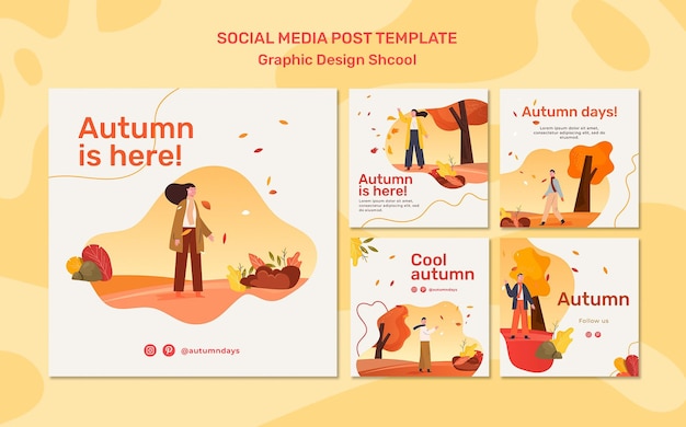 PSD gratuito modello di post sui social media di concetto di autunno