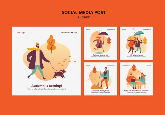 Autumn concept social media post template