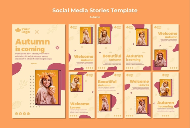 Free PSD autumn concept social media stories template