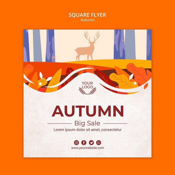 Free PSD autumn concept square flyer template