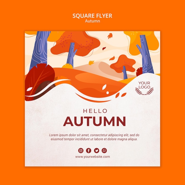 Free PSD autumn concept square flyer template