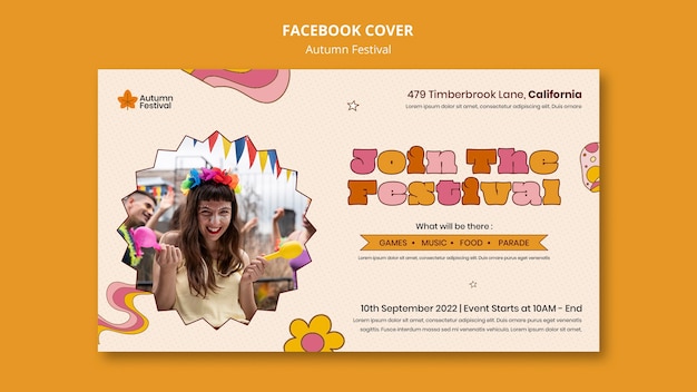 Free PSD autumn festival celebration social media cover template