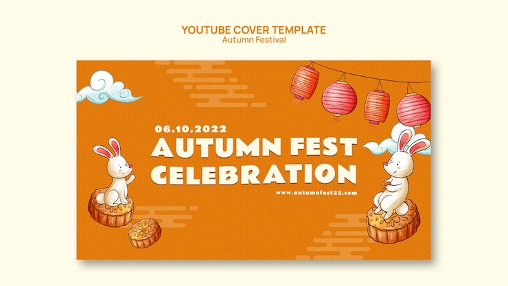 免費 PSD 秋季節慶祝youtube封面模板