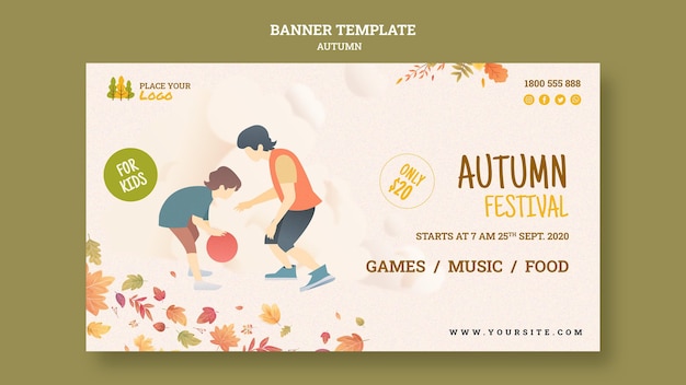 Free PSD autumn festival for kids banner template