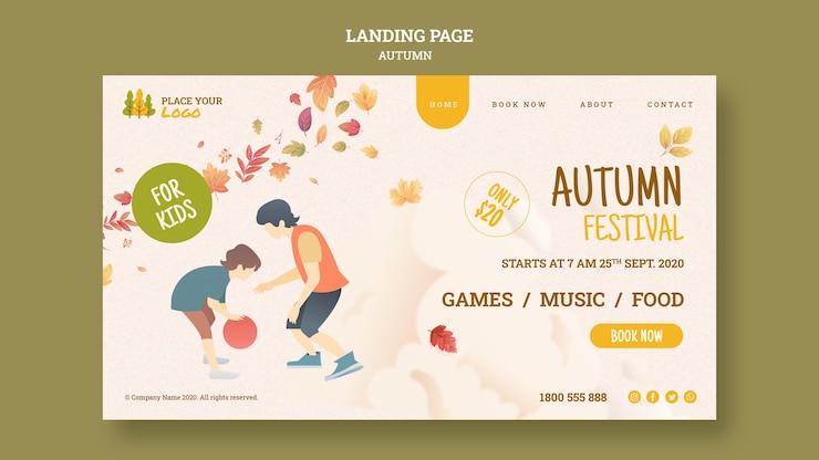 無料PSD キッズ向け秋祭りランディングページ