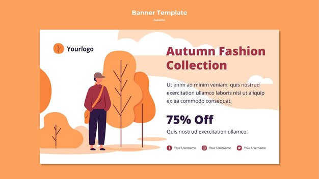 Autumn horizontal banner template