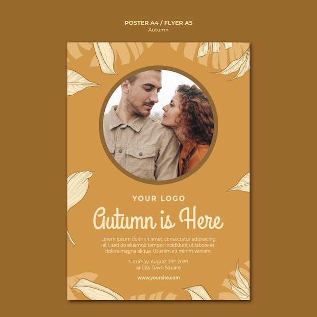 Free PSD autumn is here flyer print template