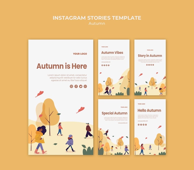 Free PSD autumn is here instagram stories template