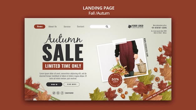 Free PSD autumn landing page design template