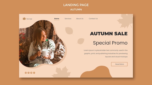 Free PSD autumn landing page