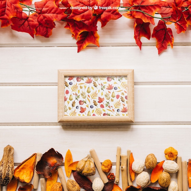 Autumn mockup with frame