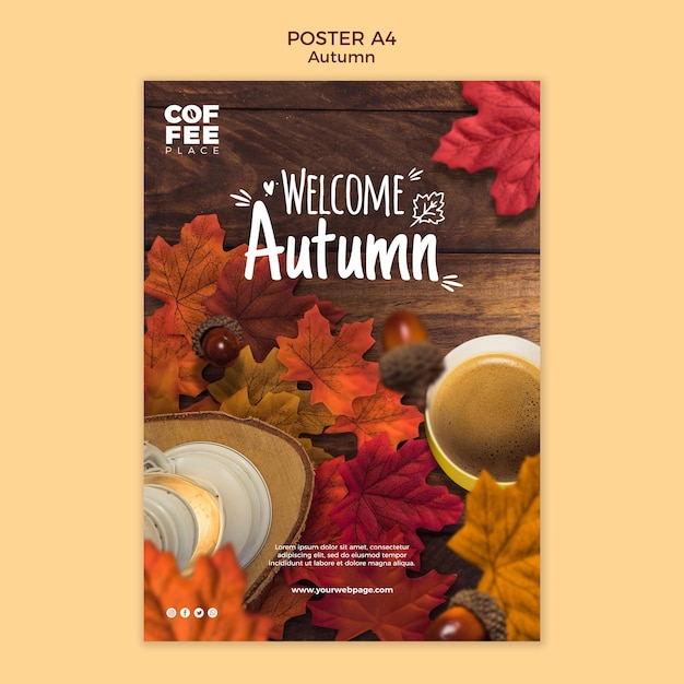 Free PSD autumn poster template design