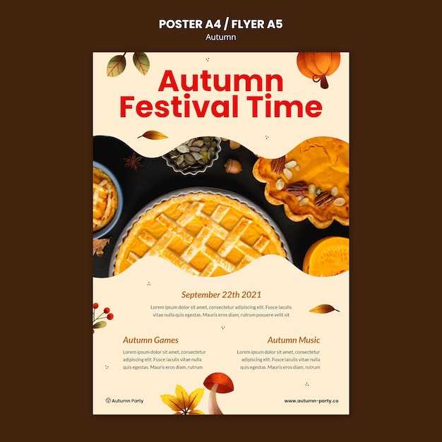 Free PSD autumn print template with photo