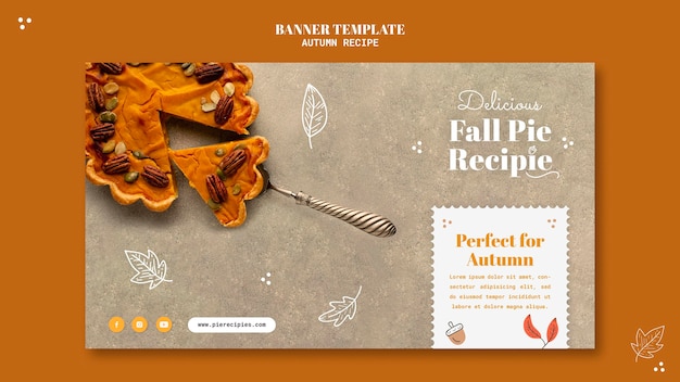 Autumn recipe horizontal banner template