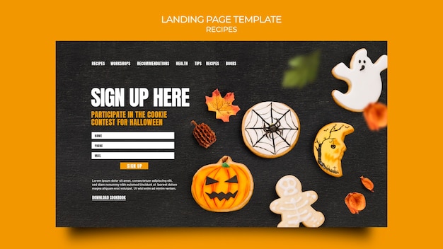 Free PSD autumn recipe landing page template