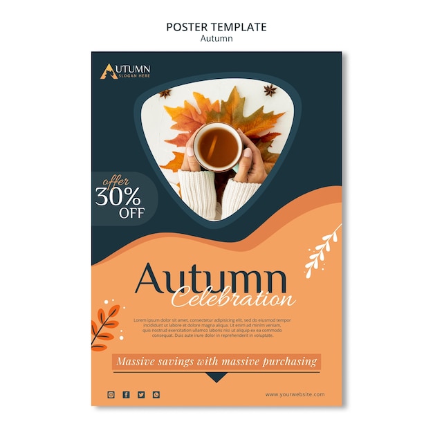 Free PSD autumn sale template poster