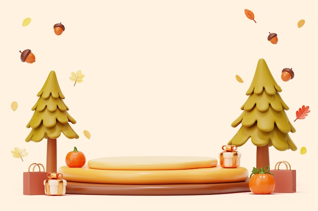 Free PSD autumn sales podium background