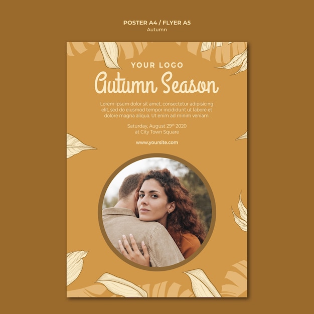 Free PSD autumn season and hugs flyer print template