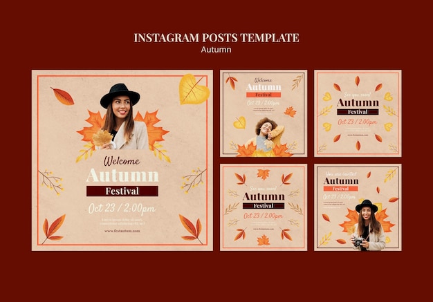 PSD gratuito post instagram della stagione autunnale