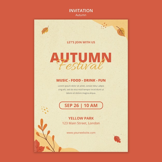 Free PSD autumn season invitation template