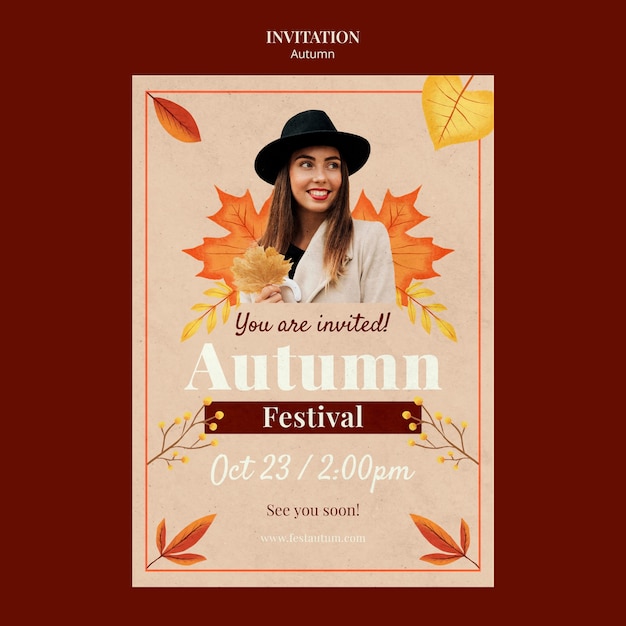 Free PSD autumn season invitation template