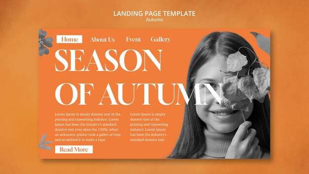 Autumn season landing page template