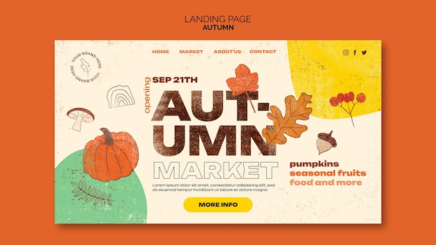 Free PSD autumn season landing page template