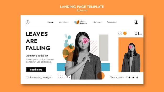 Autumn season landing page template