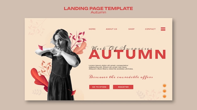 Free PSD autumn season landing page template