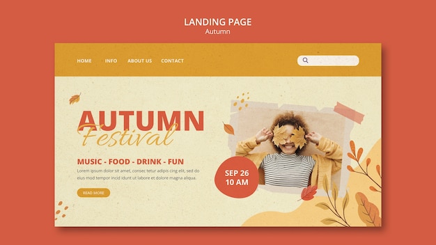 Free PSD autumn season landing page template