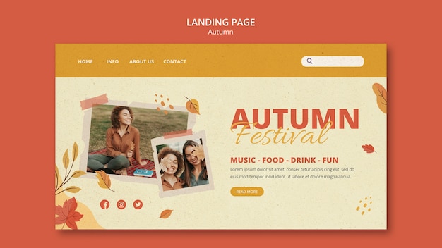 Free PSD autumn season landing page template