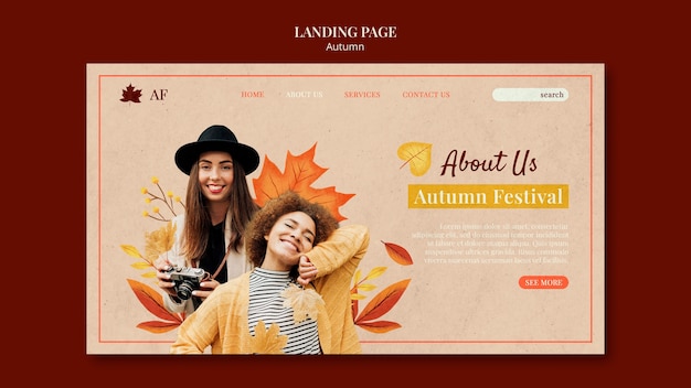 Free PSD autumn season landing page template