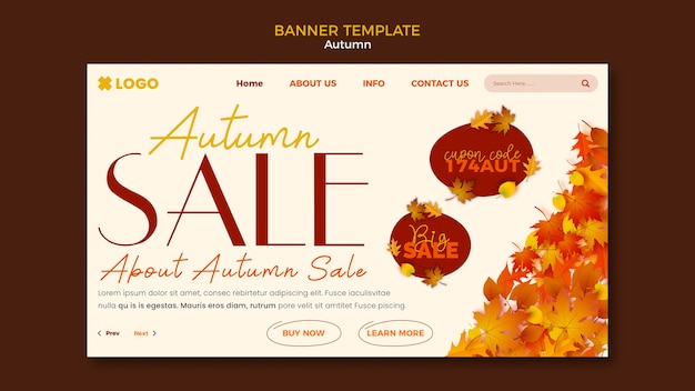 Autumn season landing page template