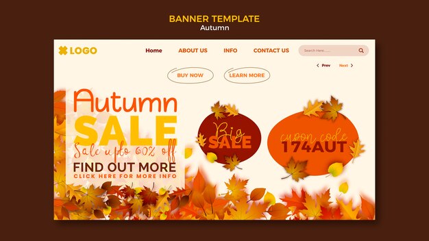 Autumn season landing page template