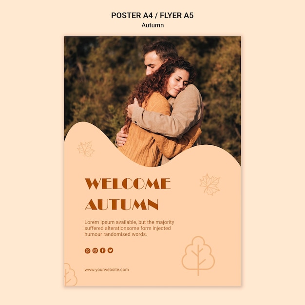 Free PSD autumn season poster template