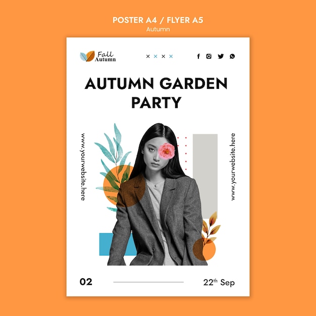 Free PSD autumn season poster template