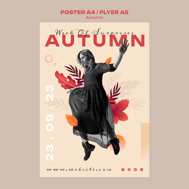 PSD gratuito modello di poster stagione autunnale