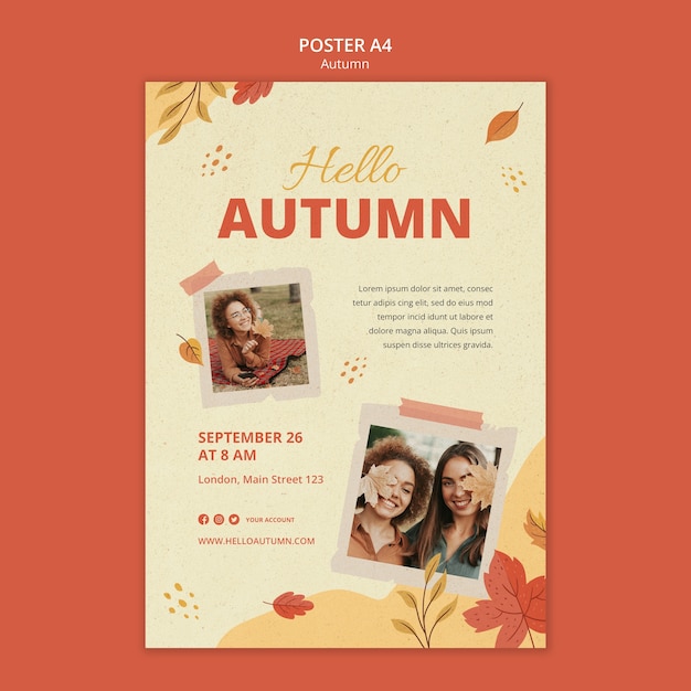 Free PSD autumn season poster template