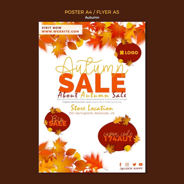 Free PSD autumn season poster template