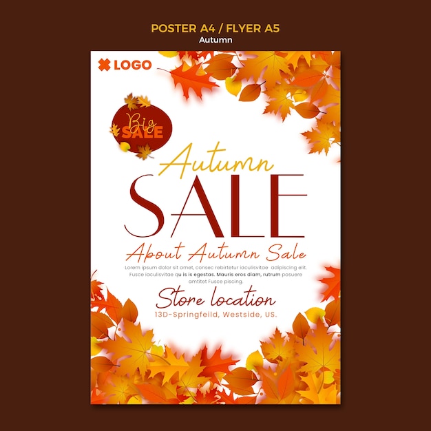 Free PSD autumn season poster template