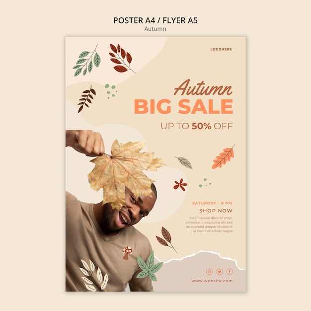 Free PSD autumn season poster template