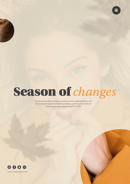 Autumn season web template with beautiful woman