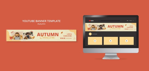 autumn season youtube banner template