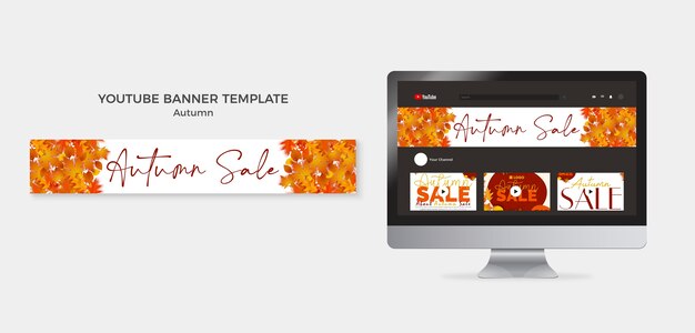 Autumn season youtube banner template