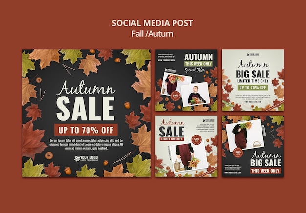 Autumn social media post design template