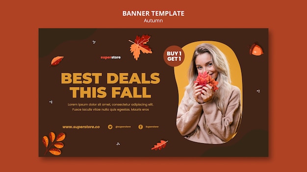 Free PSD autumn summer sale horizontal banner template